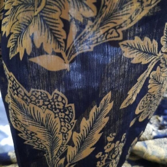 J.Crew Navy Tan Floral Print Ruffle Elastic Turtleneck Long Sleeve Size Small - Picture 6 of 9